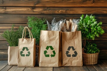 recycle paper bag with fresh vegetables