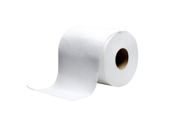 roll of toilet paper, partially unrolled, white, white background, isolated, no background