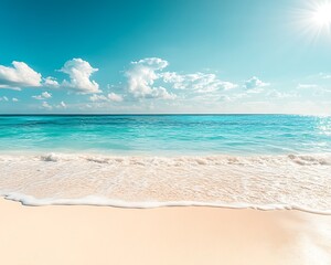 Sunny Beach with Turquoise Ocean.