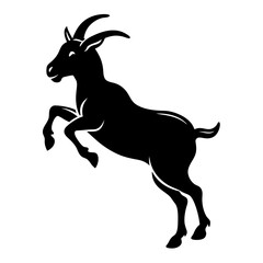 Obraz premium Goat jumping silhouette vector black outline, white background 