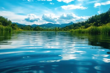 Fototapeta premium clear river and mountains