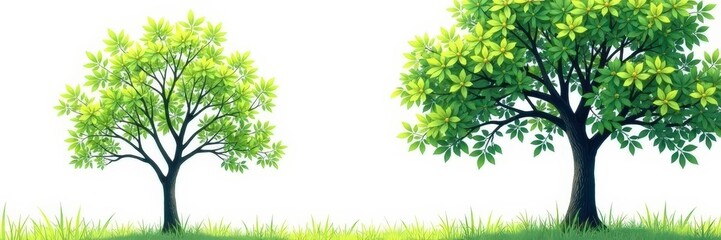 Dark green tree branches against pure white canvas, nature, tree