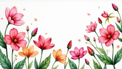 Delicate watercolor flowers, endlessly repeating, flowers, design