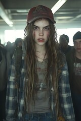 Teen girl apocalypse survivor portrait.
