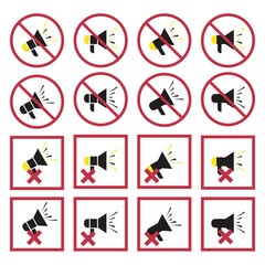 Do not make loud noise warning sign set for public warning sign