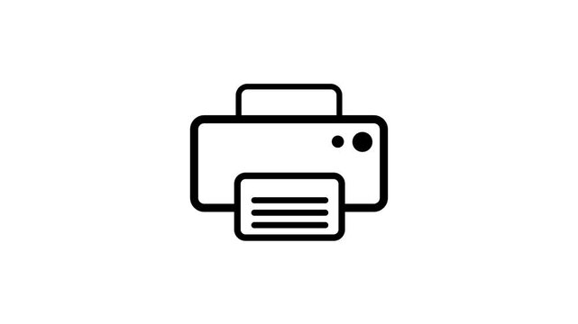 Printer icon flat design. Fax icon print symbol icon animation.