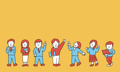 やる気に満ち溢れたビジネスチームのイラスト　タイトル用