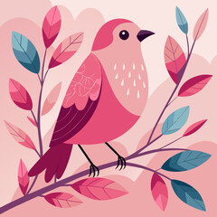 bird on a branch with flowers