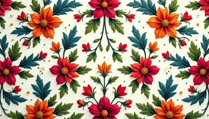 Intricate floral design, repeating seamlessly , illustration, blossom