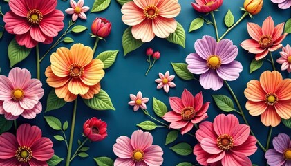 Intricate, flowing floral pattern Continuous, soft blooms , flowers, delicate, garden