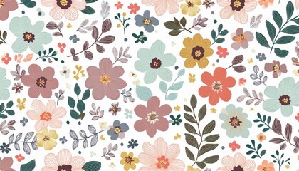 Obraz premium Floral seamless pattern. Pretty flowers on a white background.