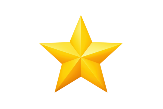 Modern simple flat design of a single large yellow star with smaller stars radiating around it isolated on white background