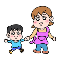 園児と手をつなぐ保育士