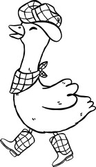 Silly Goose Outline Cowgirl hat and boots hand drawn doodle