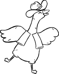 Silly Goose Outline Cowboy Dancing drawn doodle
