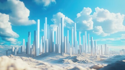 Fototapeta premium Futuristic Cityscape on a Sandy Plain under a Bright Sky