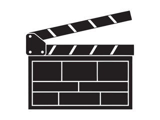 Fototapeta premium movie clapper vector silhouette , cinema clapperboard silhouette, clapper board logo icon vector, movie clapper icon on black and white vector on white background