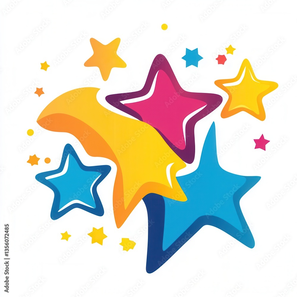 Poster colorful starburst design with vibrant stars and dynamic shapes perfect for fun and playful themes i