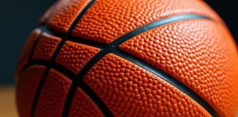 Close-up of polished maple basketball texture, round, classic, red