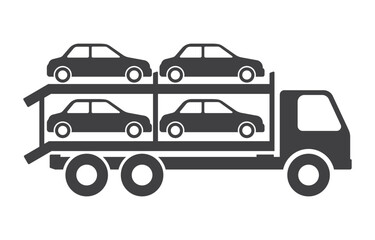 Semi-trailer truck with car hauler icon