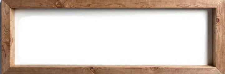 Naklejka premium Distressed horizontal wooden frame, missing artwork Clean white backdrop , shabby, photography