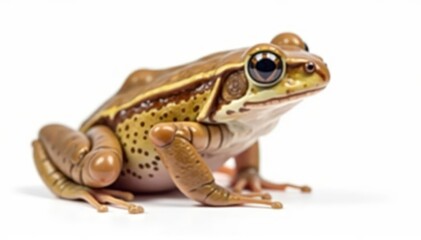 Fototapeta premium Small brown frog isolated on pure white backdrop , cute, texture, white background