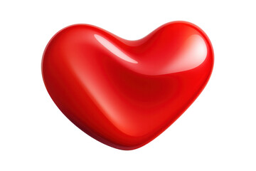 Fototapeta premium A vibrant red heart with a glossy finish and smooth curves isolated on white background