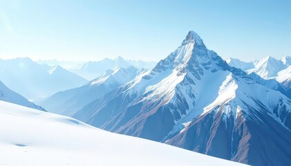 Obraz premium Snow-covered mountain peak, pristine white landscape , panorama, landscape, icy