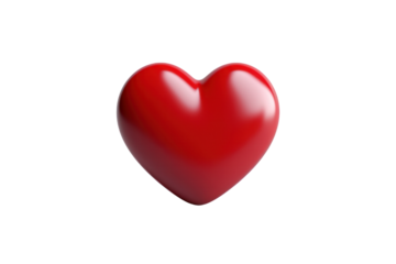 A large red heart with a soft shadow and a 3D effect isolated on white background