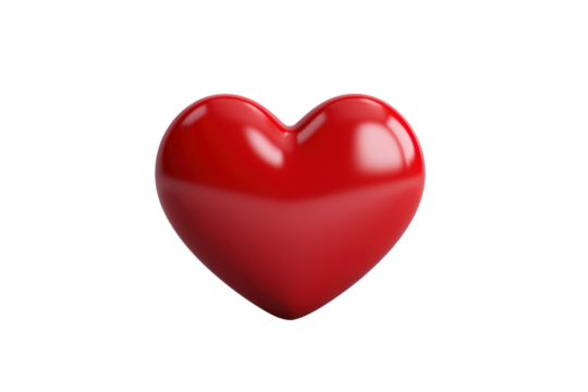 A large red heart with a soft shadow and a 3D effect isolated on white background - Powered by Adobe