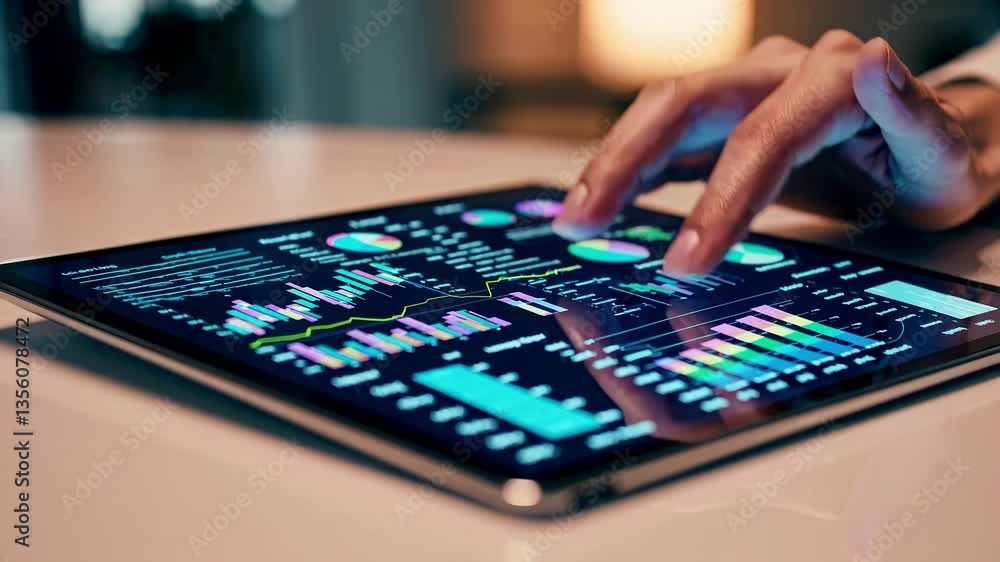 Poster the tablet with data analytics
