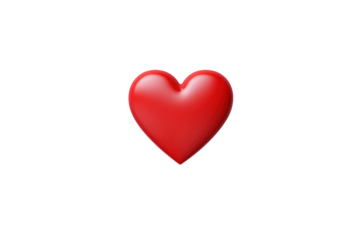 A flat red heart with a minimalistic design and a clean matte texture isolated on white background
