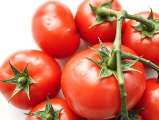 Close-Up of Fresh, Red Tomatoes on the Vine, Partial View