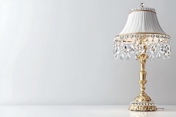 Elegant antique style lamp on white surface