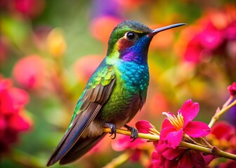 Fototapeta premium image of a vibrant hummingbird in natural setting