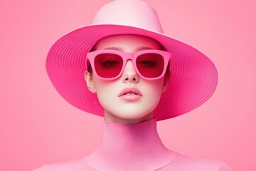 Woman in pink hat and glasses