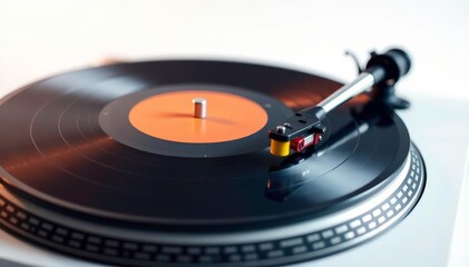 Turntable with vinyl record, isolated on white Minimalist style , turntable, disc, DJ