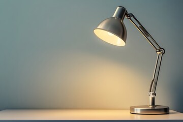 Desk Lamp shining light on a table at home office. For illumination and reading