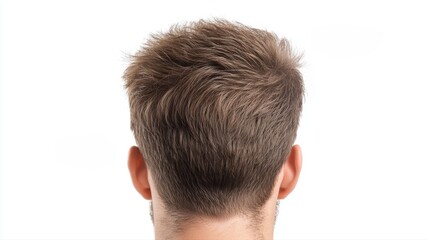 A close-up view of a stylish short haircut from the back, highlighting modern hair trends and grooming.