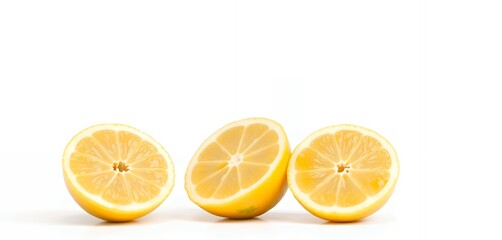 Three Lemon Halves in a Row Isolated on White Background