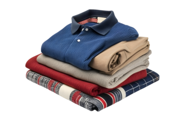 Folded men's clothing stack isolated on white background