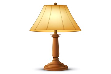 Obraz premium Lit lamp casts warm glow on a table, set against a bright, uncluttered background