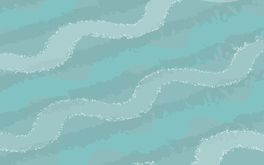 Abstract sea bay background banner in flat style. Waves. Surf. Vector Illustration