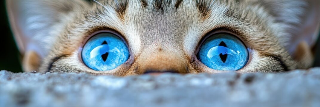 Intriguing blue eyes of a cat