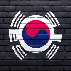 Korean Flag Brick Wall Graffiti.