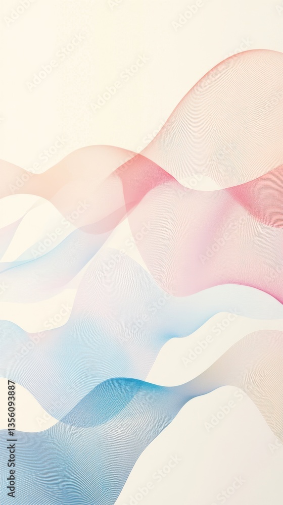 Aufkleber abstract silk waves: delicate layers of pastel-colored silk fabric float and curve, creating a soft,