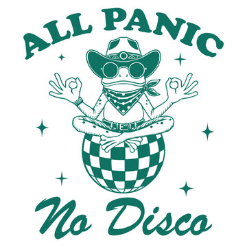 All Panic No Disco Frog Hilarious Typography T-shirt Vector, Funny Animal Vintage T-shirt Design, Sloth illustration

