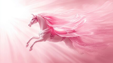 Fototapeta premium Ethereal equus: a monochromatic odyssey in shades of rose and luminance