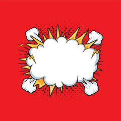 Boom exploding bubble, the businessman holds a shopping bag and a debt bombs, comic bubble speech in pop art style.