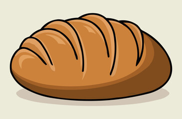 Fresh Golden Crusty Bread Cartoon Illustration for Bakery and Food Design